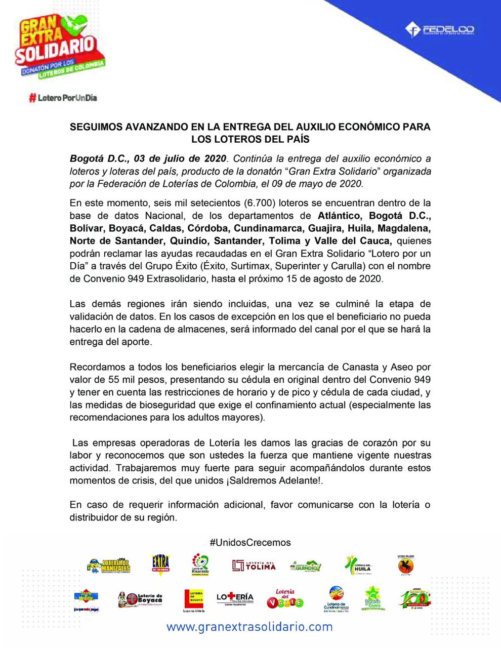 Boletín Fedelco - Entrega de Bonos a Loteros